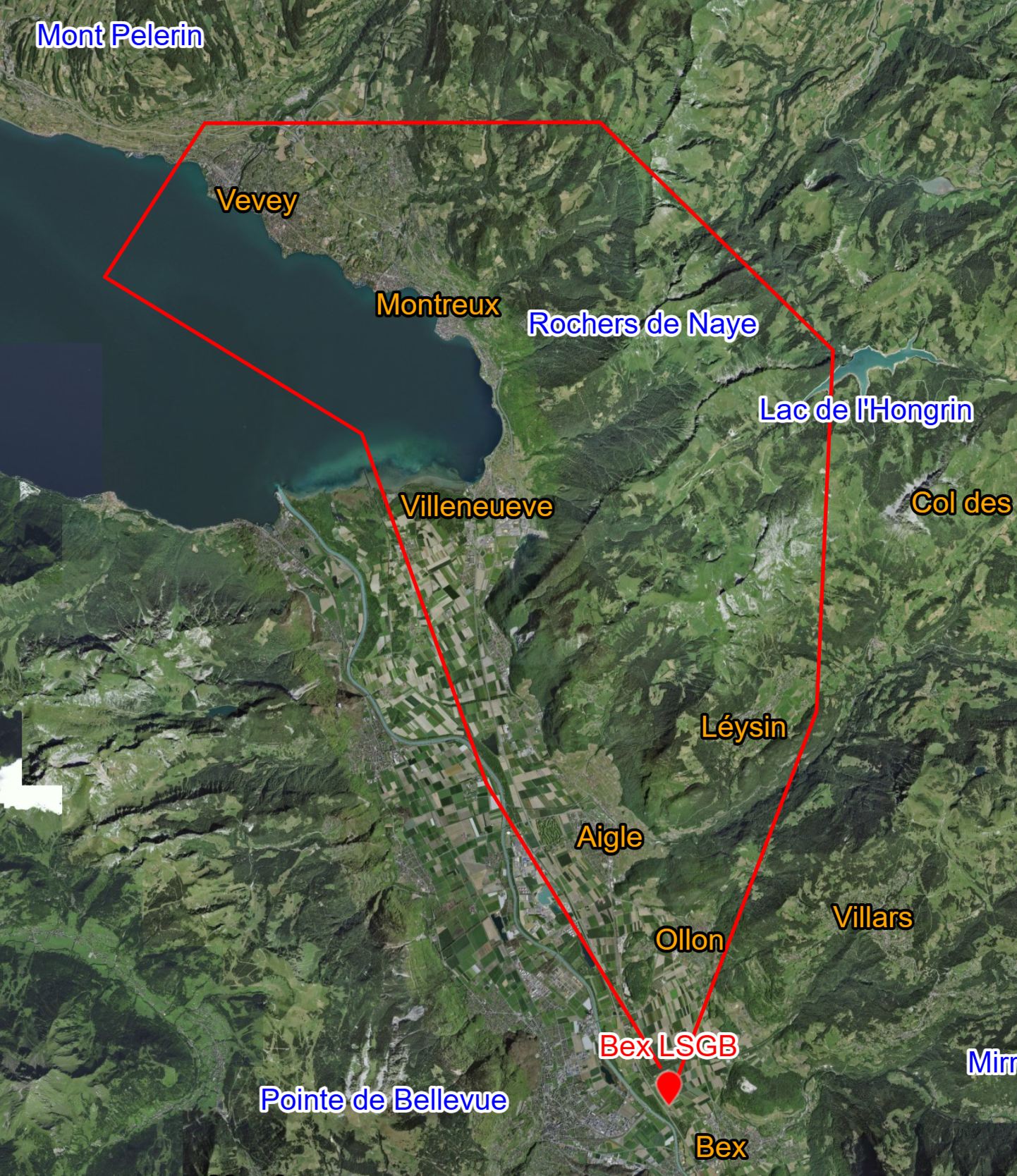 Carte du vol au-dessus Montreux, Alpes vaudoises