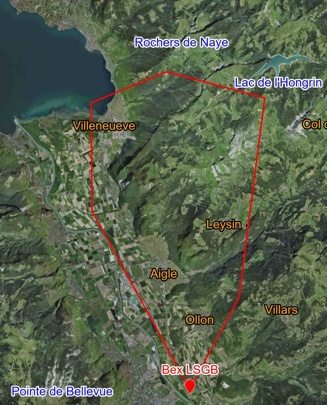 Carte du vol au-dessus Leysin, Alpes vaudoises